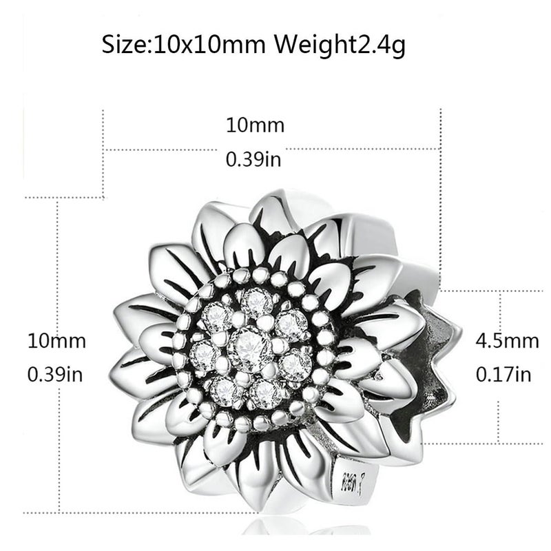 LAMOONY Sterling Silver Sunflower Charm for Pandora Charm Bracelet - Image 2
